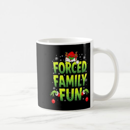 Funny Forced Family Fun Christmas Holiday Men Kids コーヒーマグカップ (右)