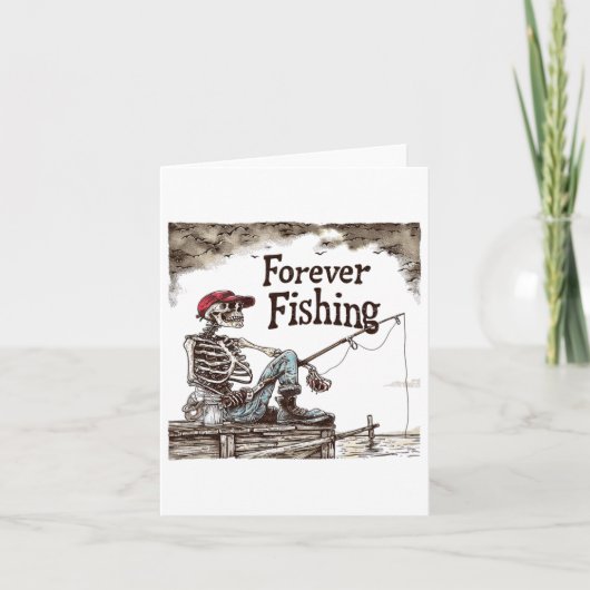 Funny Forever Fishing Skeleton Humorous Fisherman  カード (正面)