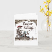 Funny Forever Fishing Skeleton Humorous Fisherman  カード (黄色い花)