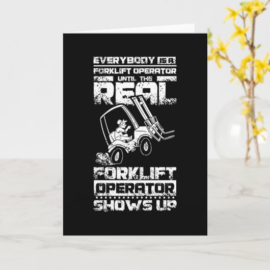Funny Forklift Operator カード (黄色い花)