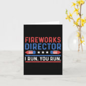 Funny Fourth 4th Of July Fireworks Director I Run カード (黄色い花)