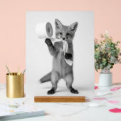 Funny Fox Holding Toilet Paper Minimalist Wildlife アクリルサイン (ウェディング)