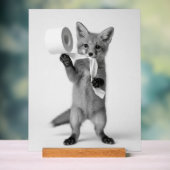 Funny Fox Holding Toilet Paper Minimalist Wildlife アクリルサイン (ニュートラル)