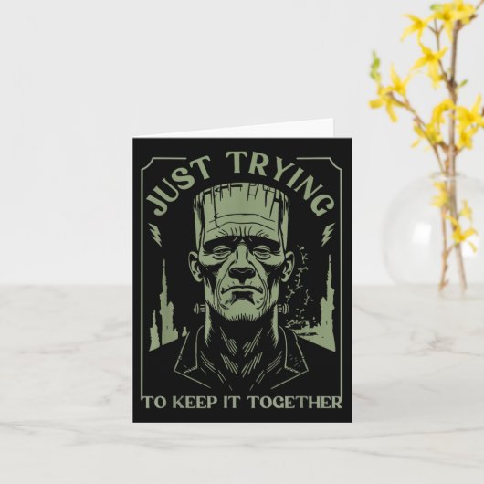 Funny Frankenstein Monster Just Trying To Keep It  カード (黄色い花)