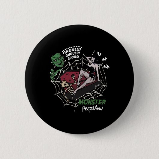 Funny Frankenstein Monster Lovers Monster Bunniesh 缶バッジ (正面)