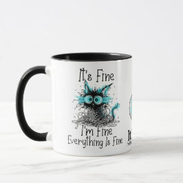 Funny Frazzled Cat Everything Is Fine Office Coffe マグカップ