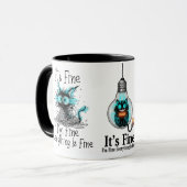 Funny Frazzled Cat Everything Is Fine Office Coffe マグカップ (正面左)