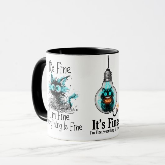 Funny Frazzled Cat Everything Is Fine Office Coffe マグカップ (正面左)