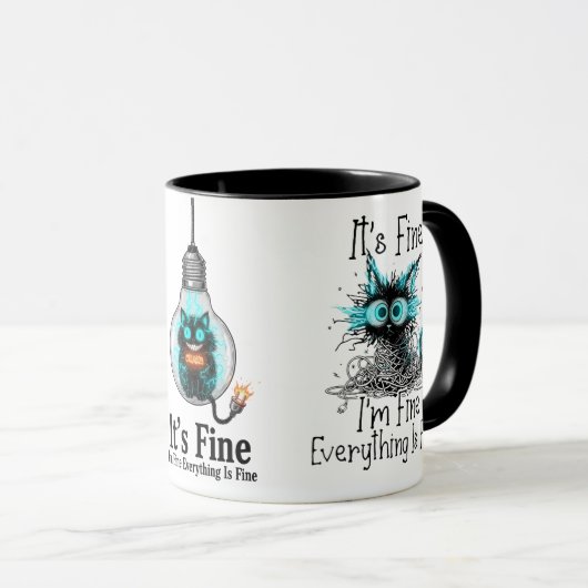 Funny Frazzled Cat Everything Is Fine Office Coffe マグカップ (正面右)