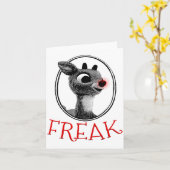 Funny Freak Rudolph The Red Nosed Reindeer Christm カード (黄色い花)