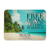 Funny Free Drinks Paradise Beach Save the Date マグネット (横)
