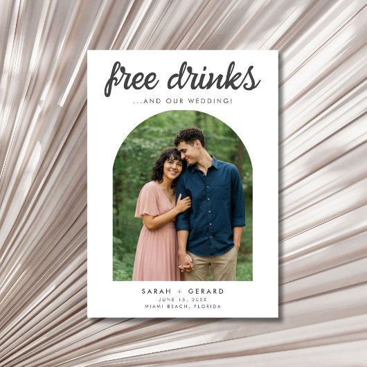 Funny Free Drinks Wedding Photo Save the Date セーブザデート