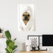 Funny French Bulldog Bathroom Print, Frenchie In ポスター (ホームオフィス)