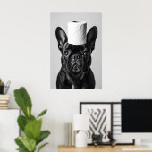 Funny French Bulldog Bathroom Print, Toilet Paper ポスター (ホームオフィス)
