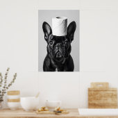 Funny French Bulldog Bathroom Print, Toilet Paper ポスター (キッチン)