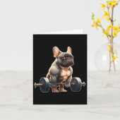 Funny French Bulldog Bodybuilding Gym Frenchie Wei カード (黄色い花)