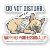 Funny French Bulldog Do Not Disturb Sleeping Frenc シール (正面)