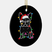 Funny French Bulldog Dog Tree Christmas Lights Xma セラミックオーナメント (右)