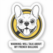 Funny French Bulldog Face Cute Frenchie Design シール (正面)