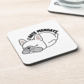 Funny French Bulldog I Hate Mondays コースター (左側)
