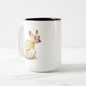 Funny French Bulldog Mug – Frenchie Coffee Mug ツートーンマグカップ (正面左)