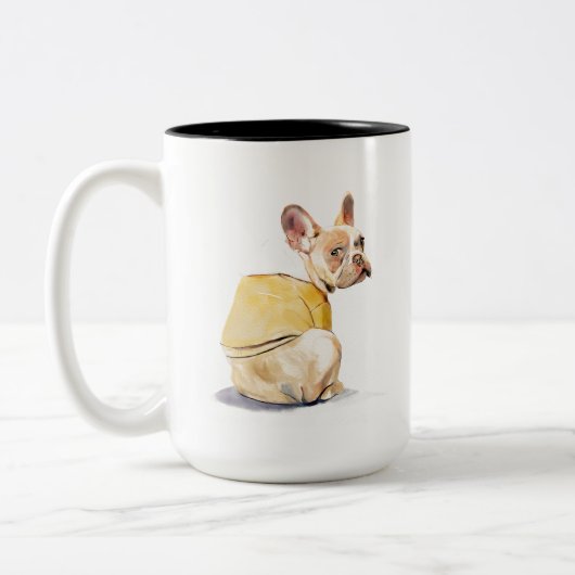 Funny French Bulldog Mug – Frenchie Coffee Mug ツートーンマグカップ (左)
