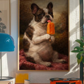 Funny French Bulldog Popsicle Wall Art Print ポスター