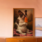 Funny French Bulldog Popsicle Wall Art Print ポスター