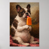 Funny French Bulldog Popsicle Wall Art Print ポスター (正面)