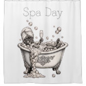 Funny French Bulldog Spa Day Shower Curtain シャワーカーテン (正面)