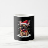 Funny French Bulldogs Christmas Santa Hat Lights S コーヒーマグカップ (中央)