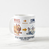 Funny Frenchie Zoomies to Coma Daily Routine Mug コーヒーマグカップ (正面左)