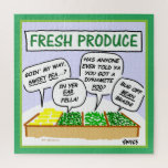 Funny Fresh Veggies Vegetables Cartoon ジグソーパズル<br><div class="desc">Funny Fresh Veggies Vegetables Cartoon jigsaw puzzle is cute for a vegetarian or anyone who loves green beans, corn and peas from the garden or the green grocer. It features a toon depicting the vegetable bins at the supermarket after everyone's gone home for the night. Who knew the veggie department...</div>
