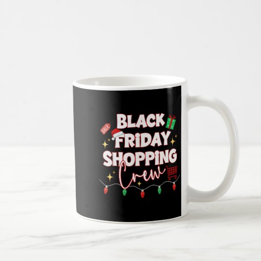 Funny Friday Shopng Crew Christmas Black Shopng Fa コーヒーマグカップ (右)