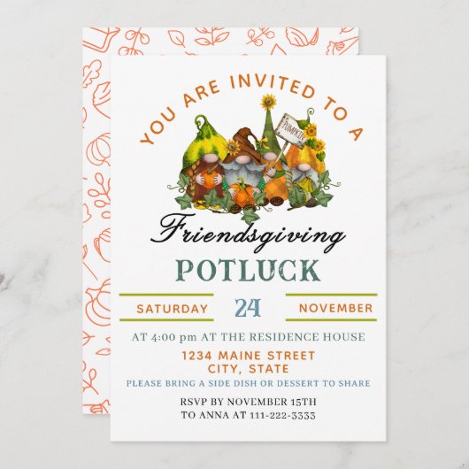 Funny Friendsgiving  招待状 (正面/裏面)