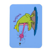 Funny frog and fly cartoon マグネット (縦)