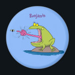 Funny frog and fly cartoon マグネット<br><div class="desc">Gift for frog lovers by a frog lover! This cool bullfrog was inspired by a frog cartoon I had once (though the design is a bit different in many ways).
A bit of froggy fun!</div>