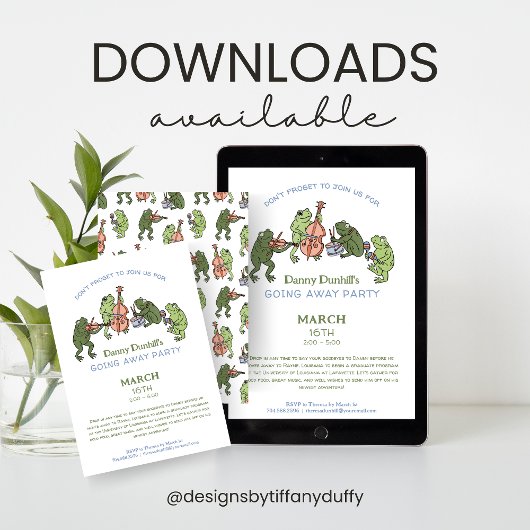 Funny Frog Band Going Away Farewell Invitation 招待状