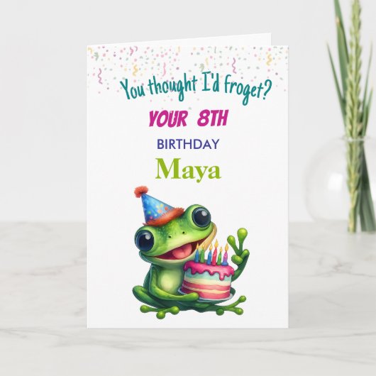 Funny Frog Birthday Card for kids カード (正面)