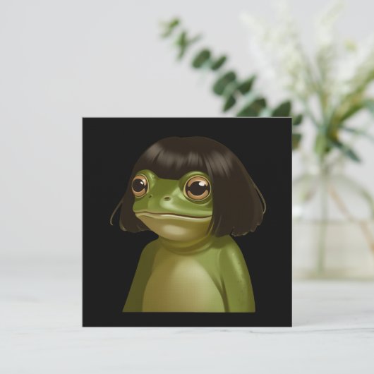 Funny Frog Bob Haircut Meme Frogs Animal Lovers 招待状 (スタンド正面)
