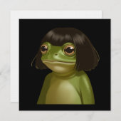 Funny Frog Bob Haircut Meme Frogs Animal Lovers 招待状 (正面/裏面)