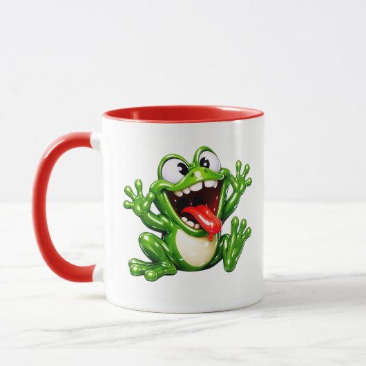 Funny Frog Cartoon Illustration マグカップ (左)