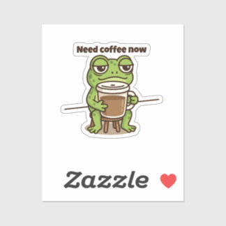 Funny Frog Coffee Meme Cartoon Sticker シール