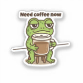 Funny Frog Coffee Meme Cartoon Sticker シール (正面)