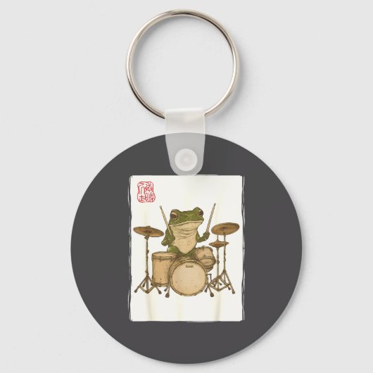 Funny Frog Drum Rock Music Kawaii Japanese  キーホルダー (正面)