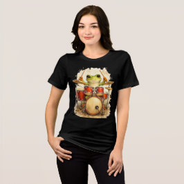 Funny Frog Drummer Cute Animal Music T-Shirt トライブレンドTシャツ