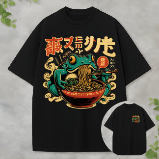 Funny Frog Eating Ramen Tee Vintage Asian Food Art Tシャツ