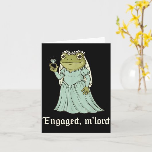 Funny Frog Engagement Matching Couples Tee Snarky  カード (黄色い花)
