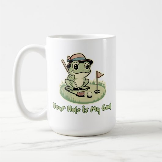 Funny Frog Golf - Your Hole is My Goal コーヒーマグカップ (左)