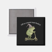 Funny Frog Graphic Saying Off To Commit Tom Fooler マグネット (正面/裏面)